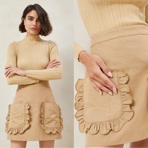 NWT Loeffler Randall Eura Tan Ruffle Pocket Skirt